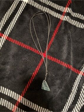 Handmade Teal Stone Pendant Necklace on Black Cord